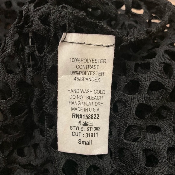 LUX LA | Black Net Long Sleeve Crop-Top - Picture 6 of 6